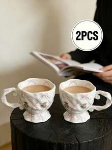 1/2 chiếc cốc sứ hình gấu dễ thương vẽ tay sáng tạo kèm nơ - Cốc cà phê/trà đá gia dụng màu men dưới men theo yêu cầu - Món quà Giáng sinh và quà tặng lý tưởng cho bạn gái - Quà tặng hộp quà ngày lễ, quà tặng mùa tựu trường - trắng - Xem 13