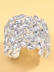 Stonefans 水晶夸张手镯水滴设计女士时装秀水钻手镯婚礼首饰 - 銀色 - 查看 3