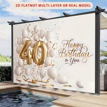1件40岁生日横幅，带数字40 - 适用于家居、房间、墙面装饰，40岁生日派对装饰 - 气球和数字40 - 40周年庆典派对用品 - 8 - 查看 2