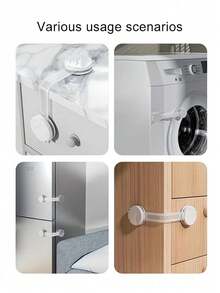 Cerradura transparente para puerta de gabinete, Broche de transparente, Apto para refrigerador, armario, cajón, Cerradura de para niños, Instalación sin herramientas, Anti-pellizco, del hogar y del bebé - Multicolor - Ver 5