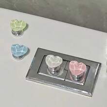Botón de descarga de inodoro en forma de corazón y de colores, botón auxiliar de descarga creativo para el tanque del baño - A - Ver 1