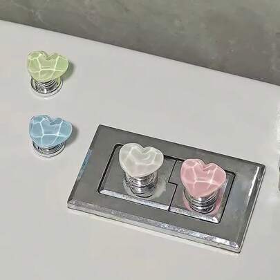 Heart-Shaped Colorful Toilet Flush Button, Creative Bathroom Toilet Tank Auxiliary Flushing Button