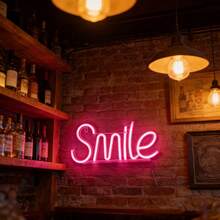 1pc LED Bar Game Room Smile Neon Sign Wall Decor, Battery/USB Powered, Suitable For Holiday Party, Fairy Lights, Home, Shop, Bedroom, Living Room Decoration - Smile Neon Sign - View 6