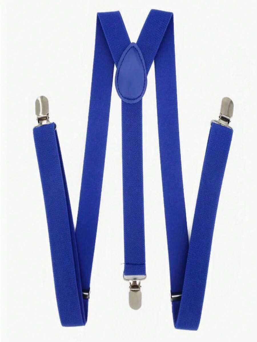 1pc Adjustable Elastic Suspender In Royal Blue, Unisex, High Density Durable, Fashionable Versatile, Suitable For Various Occasions, Comfortable And Stylish - Royal Blue - View 1