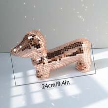 Rose Gold Glitter Mosaic Dachshund Statue Decorative Art Figurine For Home Living Room Bedroom Office Desk Decor Ideal Gift For Dog Lovers - 1PC - View 3