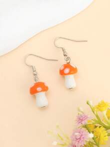 1 Pair Realistic 3D Cute Mushroom Earrings, Cartoon Design For Everyday Wear - Multicolor - View 7