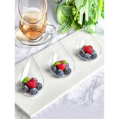 100/50/10pcs Mini Teardrop Shaped Appetizer Plate, Reusable Tray, Small Dessert Tasting Cup, Non Fragile Asian Spoon Set, Kitchen Supplies, Party, Baking Essentials, Wedding Cake Topper,