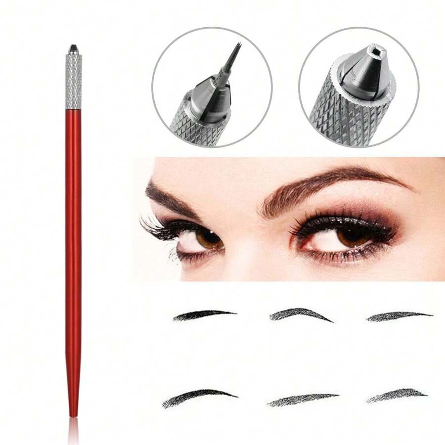1pc Manual Tattoo Pen, Permanent Makeup Machine, Microblading Eyebrow Lip Pen, Tattoo Needle - Multicolor - View 1