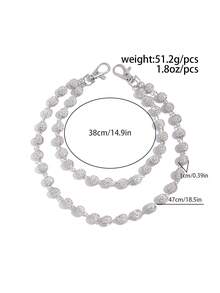 1pc Retro Rhinestone Inlaid Geometric Round Layered Punk Hip Hop Style Casual Pants Chain, Suitable For Daily Wear, Street Photography, Rock & Hip Hop, Party, Couple Dates, Versatile Men's Gift - Pants Chain - View 4