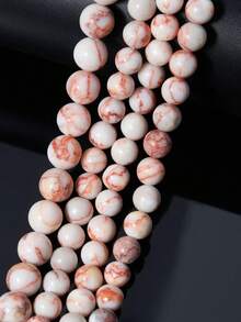 Red Network Jasper Gemstone Round Beads 4mm, 6mm, 8mm, 10mm Red Vein Jasper Gemstone Bead Natural Red Network Crystals Healing Chakra Stones For DIY Charm Beads For Jewelry Making Accessories - Red and White - View 2