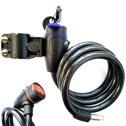 带锁扣的环形钥匙锁，自行车防盗锁，加厚7.5英寸，长85厘米，自行车钢缆锁，自行车配件，配备2把钥匙，可最大限度地提高自行车安全性并加固锁具。