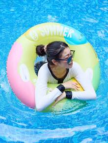 1pc Inflatable Double Air Chamber Swimming Ring With Handle, Extra Large & Thick Underarm Circle For Adults, Unisex - Multicolor - View 4