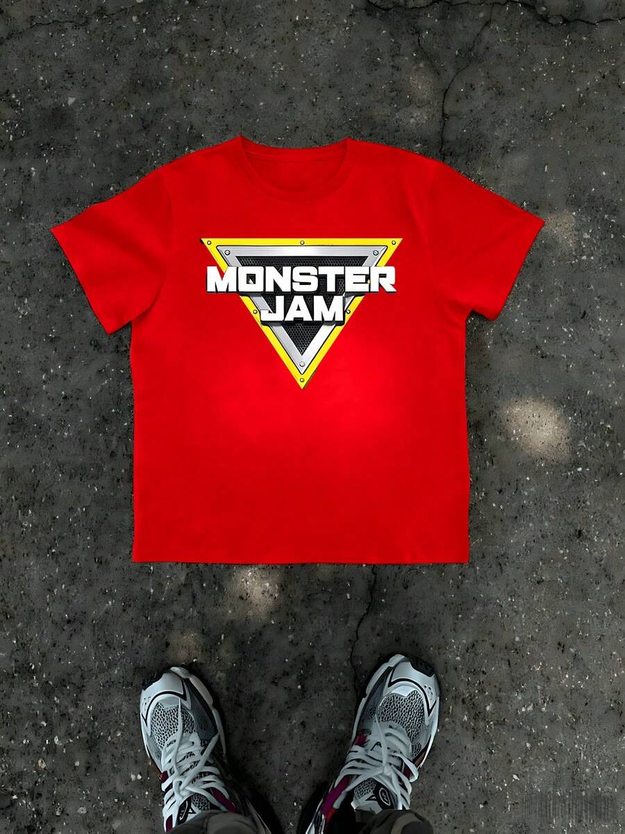 1Pcs Monster Jam Graphic Print Men's T Shirt Car Racing Enthusiast 100% Cotton TShirt Men's Summer Casual Style Tee Gift For Men - Đỏ - Xem 1