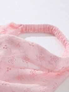 1pc Women's Original Floral Embroidered Ruffle Headwrap, Suitable For Daily Wear And Vacation Summer Hair Accessories Beach Hair Bands Fashion Headband - Pink - View 5