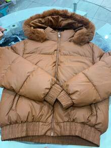 Short Nylon Puffer Jacket, Winter - Rỉ Nâu - Xem 3