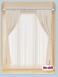 Stainless Steel Retractable Drying Rack, Bathroom Shower Curtain Rod, Towel Bar, Wardrobe Support Rod - 5 - View 5