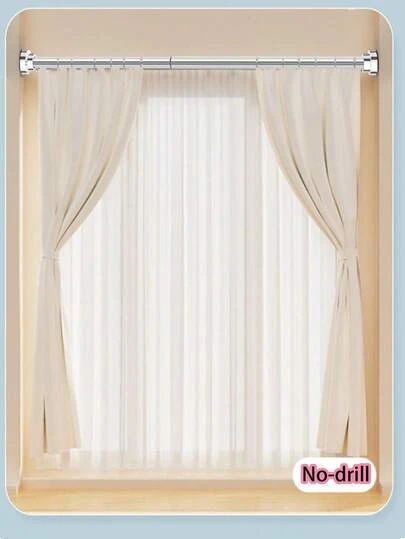 Stainless Steel Retractable Drying Rack, Bathroom Shower Curtain Rod, Towel Bar, Wardrobe Support Rod