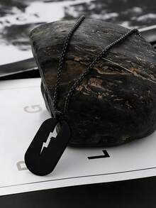 1件男士时尚螺栓吊坠项链 - 黑色 - 查看 2