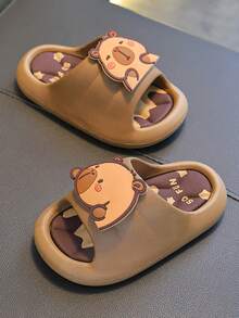 1 Pair Children's Summer PVC Indoor Slippers, Cute Animal Capybara Design - Brown - View 3