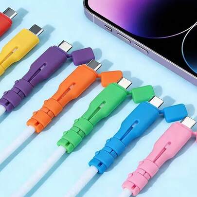 4pcs Data Cable Protector, Anti-Breaking Cable Organizer, Suitable For USB-C Laptops, Tablets And Phones