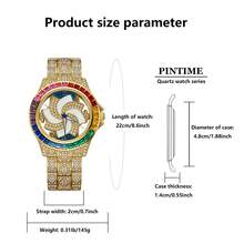 1pc Men's Diamond-Encrusted Watch, Business Quartz Chronograph Watch, Rotating Diamond Dial, Waterproof, Suitable For Party And Daily Wear, Birthday Gift - one-size - View 3
