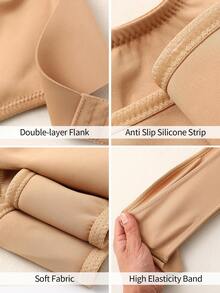 Women's Strapless Bandeau Bra, Button Front Closure NudeFit Seamless Backless Casual Comfortable Wireless Bra, Nude Color - Apricot - View 6