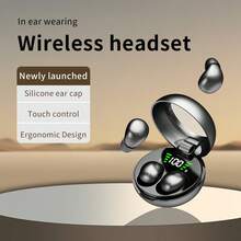 超紧凑隐形迷你无线耳塞 - 时尚黑色、无眩光设计、隐形耳机、无线连接、触摸控制、带 USB-C 充电盒 - 适合睡眠，男女通用 - 彩色 - 查看 5