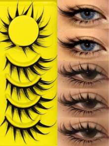 Wet Fox Eye False Eyelashes, Anime False Eyelashes, Cosplay False Eyelashes, Dramatic False Eyelashes, Wet Lash Extension Makeup Tool (SJ04) Strip Eyelashes, Eyelashes, False Eyelashes, Fake Eyelashes - Black - View 1