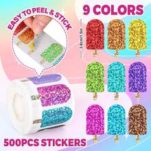 500 Stickers Laser Cartoon Popsicle Graffiti Stickers Pvc Summer Cool Gift Packaging Sealing Stickers - Multicolor - View 3