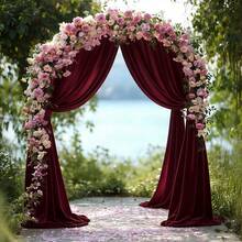 1pc, 10m/16m/30m/50m Burgundy Chiffon Wedding Arch Decor, Transparent Chiffon, Polyester Material, Solid Burgundy Color, Suitable For Wedding Arch, Aisle, Bridal Shower, Chair Back Decor, Ceiling, Banquet, Ceremony, Outdoor Garden Birthday & Anniversary Party, Wedding Decoration, Party Backdrop And Holiday Decor. - View 8