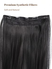 Elegant Women's Clip-On Wig - Long, Straight, Inward-Curling Synthetic Hairpiece With 5 Security Clips, Natural Look And Feel, Hair Clip Extensions. - Multicolor - View 3