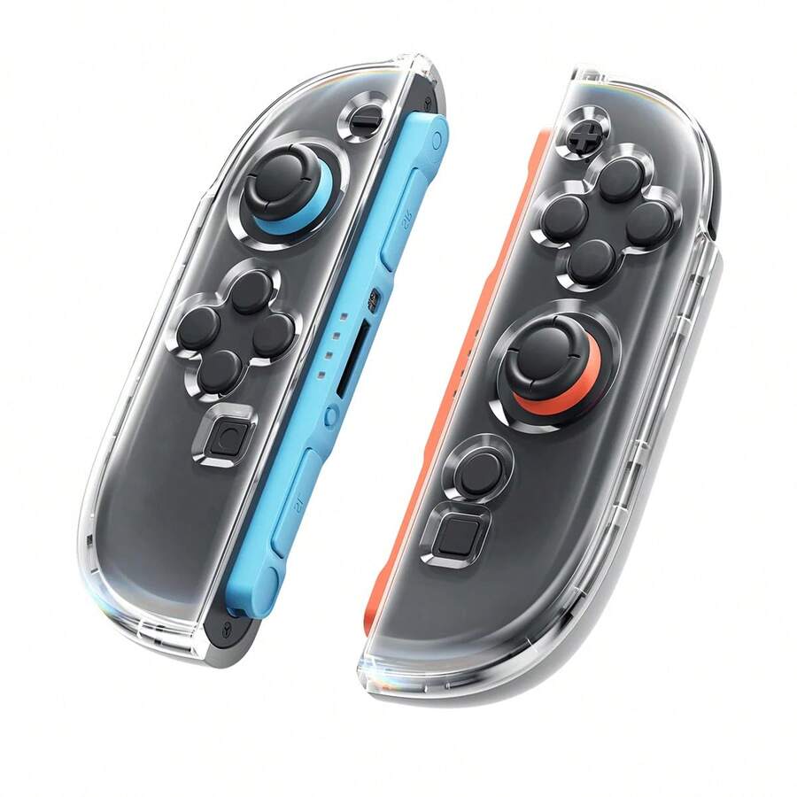 2pcs Ergonomic Transparent + Gray Protective Case For Nintendo Switch 2 Controller, Made Of High-Quality PC Material, Shockproof, Anti-Scratch, Sweat-Resistant, Enhancing Gameplay Experience - View 1