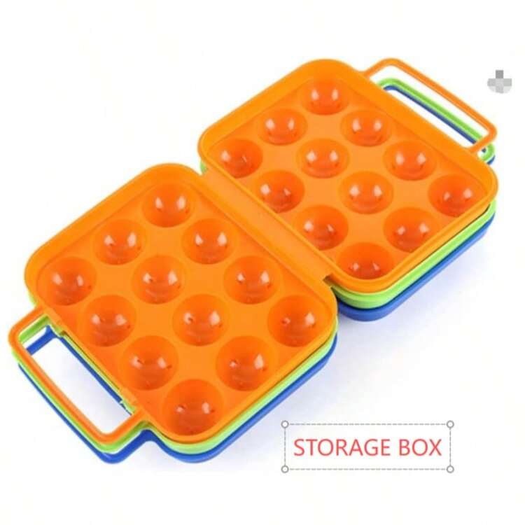 Khay đựng trứng 12 ngăn di động, phù hợp cho cắm trại và lưu trữ tại nhà, chất liệu PP bền, thiết kế màu xanh và cam, vật dụng cần thiết cho nấu ăn ngoài trời và sắp xếp nhà bếp, phụ kiện dã ngoại - Xem 10