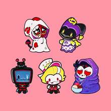 可爱动漫人物珐琅徽章 卡通动物胸针 翻领别针 徽章 背包服饰配饰 时尚珠宝礼品 - 黑色 - 查看 2