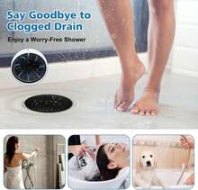ZOOY Shower Drain Hair Catcher, 2 Pack 5.5 Inch Silicone Large Drain Cover, Bathroom Hair Drain Catcher, Flat Anti-Clog Hair Trap For Shower, Bathtub, Tub &Amp; Sink Hair Strainer(Black) - ColorA - View 6