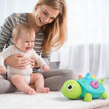 6-12个月婴儿玩具，音乐乌龟爬行玩具，婴儿必备品，婴儿发育生日礼物，带灯光和音效的早教益智玩具，0-1岁男孩女孩适用（需3节AA电池，不包含在内） - 彩色 - 查看 4