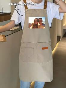 1pc Customizable Apron With Text, Personalized Photo Apron, Waterproof Apron, Custom Funny Cooking Kitchen Apron, Modern Polyester Oil-Proof Apron, Black Kitchen Apron, Polyester Gardening Apron, Customizable Logo & Text, Chef Apron, Ideal Gift For Valentine's Day, Father's Day, Mother's Day, Birthday - Multicolor - View 11