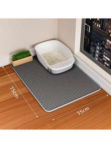 1PC Cat Litter Mat,Cat Litter Mat, Large&Long Double Layer Cat Litter Box Mat, EVA Non-Slip, Waterproof Urine Proof Litter Trapping Mat, Easy Clean Scatter Control,Cat Supplies - Silver - View 12