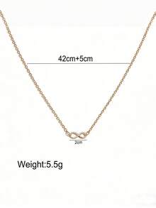 1件18K镀金不锈钢无限符号项链，简约8字形吊坠 - 彩色 - 查看 6