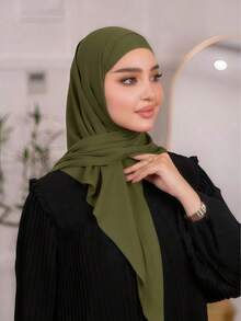 1pc Instant Triangle Hijab, All-In-One Tie-Up Design, Quick Wrap Without Slipping, No Undercap Needed, Suitable For Daily Wear, Prayer, And Outings - Multicolor - View 3