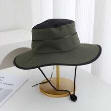 1pc Bohemian Polyester Windproof Outdoor Sun Hat, Large Brim Unisex Hiking Fishing Cap, Spring/Summer/Autumn - A - View 3