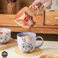 Disney Zootopia Ceramic Tableware Set, Cute 3D Embossed Plate & Cup, Couple Dinnerware Gift, Underglaze Relief Cup - Multicolor - View 2