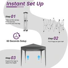 loefme 2.5x2.5m Pop Up Gazebo Waterproof Outdoor Canopy Tent Heavy Duty Metal Frame No Sidewalls With Carrying Bag - Xám - Xem 6