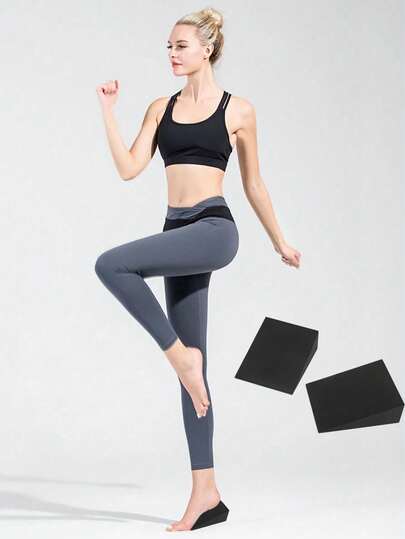 2pcs Adjustable Squat Wedge And Calf Stretch Incline Board - Triangular Yoga Blocks For Stability Training, Leg Strength And Balance - Durable Black Fitness Equipment For Weightlifting, Leg Rehab And Deep Stretching, Smooth Surface, Sturdy Structure, Training Accessory For Gym Users, Yoga Blocks, Squats, Wedge Pad, Fitness Weightlifting, Training Ramp, EVA Calf Raise, Stretching, Heel Raise, Incline Board