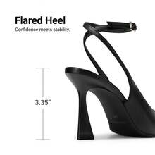 Women's Office Work Heels, Pointed Toe Block Heel Pumps With Slingback Adjustable Strap, Comfortable Closed Toe Dress Shoes For Daily Wear - 黑色/PU - 查看 6