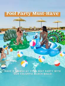 6/3pcs Inflatable Rainbow Beach Balls, Large Size Wholesale, Suitable For Pool Party, Adult Summer Pool Games, Beach Games, Hawaii Pool Party Favors - Color - View 5