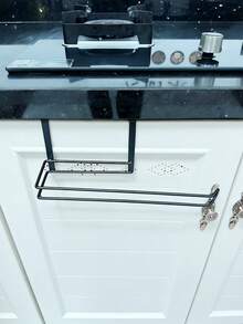 1pc Black Kitchen Paper Towel Holder, Cabinet Mounted Foil/Cling Wrap Dispenser - B-Black - View 6