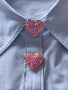 1pc/2pcs Elegant Floral Geometric Button Cover, Shirt Button Cover Clip-On Button Cover Fashion Crystal Cufflink Cover - Pink - View 5