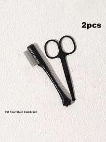 1 Set Pet Eye Cleansing Brush, Face Grooming Comb + Face Trimmer, Removes Tear Stains, Crusts And Mucus, Grooms Fur, Suitable For Small Cats And Dogs, Easy To Clean - Multicolor - View 3