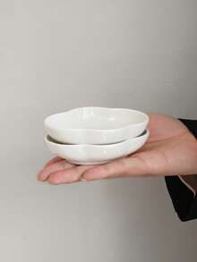 1pc/2pcs/4pcs/5pcs Simple White Cloud-Shaped Ceramic Plate, Ice Cream Dessert Bowl, Home Salad Pudding Bowl, Baby Food Ceramic Bowl, Creative Niche Snack Bowl - White - View 7